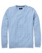  Sky Blue Pima Cotton Cable Crew Neck Sweater Size Medium By Charles Tyrwhitt