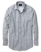 Charles Tyrwhitt Charles Tyrwhitt Classic Fit Sky Blue Leaf Print Cotton Dress Shirt Size Large
