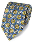  Blue Circle Medallion Print Silk English Luxury Tie By Charles Tyrwhitt