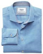 Charles Tyrwhitt Charles Tyrwhitt Extra Slim Fit Semi-spread Collar Business Casual Textured Blue Cotton Dress Shirt Size 15.5/34