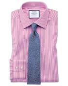  Extra Slim Fit Bengal Stripe Pink Cotton Dress Shirt French Cuff Size 14.5/32 By Charles Tyrwhitt