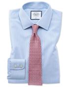  Classic Fit Non-iron Sky Blue Bengal Stripe Cotton Dress Shirt French Cuff Size 15/33 By Charles Tyrwhitt