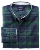 Charles Tyrwhitt Slim Fit Navy And Green Check Washed Oxford Cotton Casual Shirt Single Cuff Size Xs By Charles Tyrwhitt