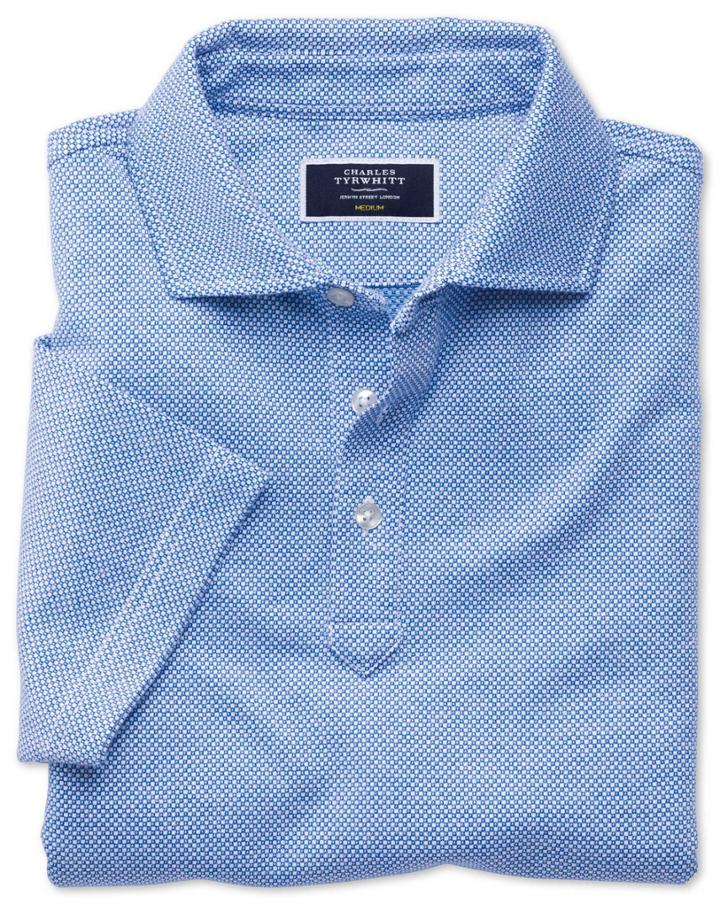 Charles Tyrwhitt Light Blue And White Birdseye Cotton Polo Size Medium By Charles Tyrwhitt