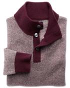 Charles Tyrwhitt Charles Tyrwhitt Wine Jacquard Button Neck Wool Sweater Size Large