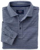 Charles Tyrwhitt Charles Tyrwhitt Classic Fit Blue And White Striped Long Sleeve Polo Shirt