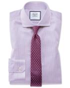 Charles Tyrwhitt Super Slim Fit Spread Collar Non-iron Puppytooth Lilac Cotton Dress Shirt Single Cuff Size 14.5/33 By Charles Tyrwhitt