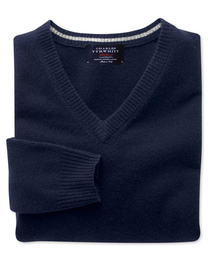 Charles Tyrwhitt Navy Cashmere V-neck Sweater Size Xs By Charles Tyrwhitt