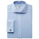 Charles Tyrwhitt Charles Tyrwhitt Sky Basket Weave Check Non-iron Spread Classic Fit Shirt (15 - 33)