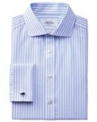 Charles Tyrwhitt Extra Slim Fit Spread Collar Non-iron Stripe White And Sky Blue Cotton Dress Shirt French Cuff Size 15/34 By Charles Tyrwhitt