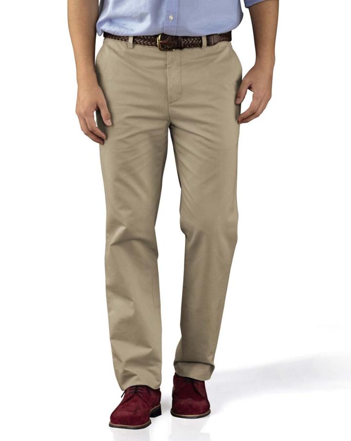  Stone Slim Fit Flat Front Washed Cotton Chino Pants Size W30 L30 By Charles Tyrwhitt