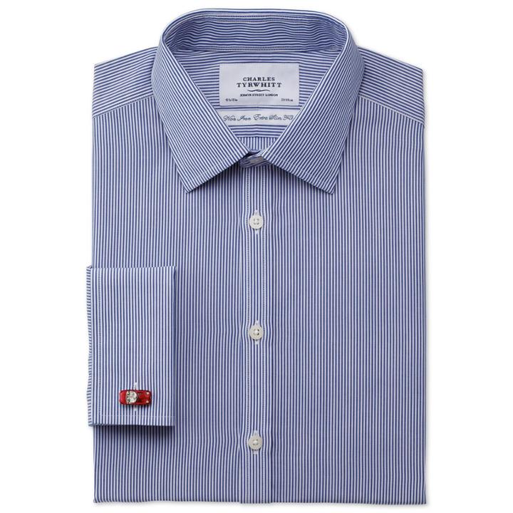Charles Tyrwhitt Charles Tyrwhitt Navy Bengal Stripe Non-iron Extra Slim Fit Shirt (14.5 - 33)
