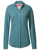 Charles Tyrwhitt Charles Tyrwhitt Teal And White Spot Print Semi Fitted Stretch Jersey Synthetic Shirt Size 6