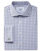Charles Tyrwhitt Charles Tyrwhitt Classic Fit Semi-spread Collar Textured Gingham Navy Cotton Dress Shirt Size 15.5/36