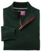 Charles Tyrwhitt Charles Tyrwhitt Green Cashmere Zip Neck Sweater Size Large