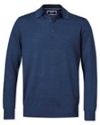  Mid Blue Merino Wool Polo Neck Sweater Size Large By Charles Tyrwhitt