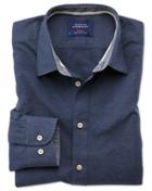 Charles Tyrwhitt Slim Fit Popover Navy Blue Cotton Casual Shirt Single Cuff Size Medium By Charles Tyrwhitt
