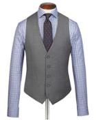  Grey Adjustable Fit Twill Business Suit Wool Vest Size W36 By Charles Tyrwhitt