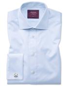  Classic Fit Semi-spread Collar Luxury Twill Light Blue Egyptian Cotton Dress Shirt Single Cuff Size 15.5/33 By Charles Tyrwhitt