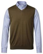  Olive Merino Wool Sweater Vest Size Medium By Charles Tyrwhitt