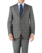 Charles Tyrwhitt Silver Prince Of Wales Classic Fit Flannel Business Suit Wool Jacket Size 42 By Charles Tyrwhitt