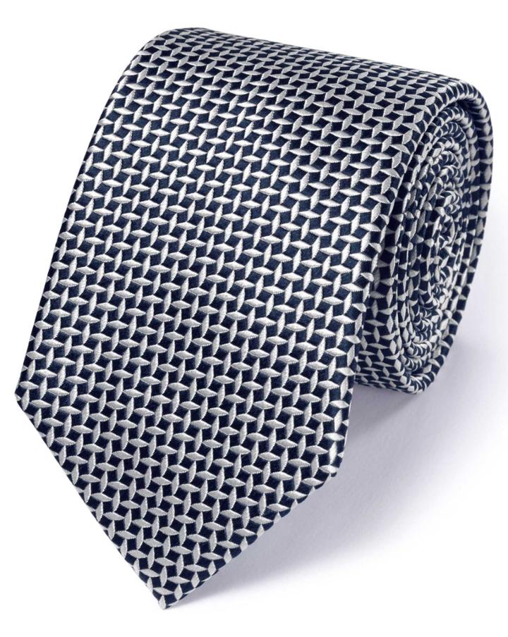 Charles Tyrwhitt Navy Silk Classic Diamond Lattice Tie By Charles Tyrwhitt