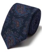  Navy Multi Paisley Wool Print Luxury Italian Tie By Charles Tyrwhitt