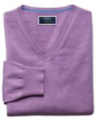 Charles Tyrwhitt Lilac Merino Wool V-neck Sweater Size Large By Charles Tyrwhitt
