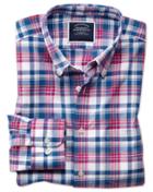 Charles Tyrwhitt Classic Fit Poplin Pink And Navy Cotton Casual Shirt Single Cuff Size Medium By Charles Tyrwhitt