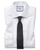  Super Slim Fit Non-iron White Arrow Weave Cotton Dress Shirt French Cuff Size 14/33 By Charles Tyrwhitt