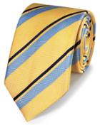  Yellow And Blue Stripe Silk Classic Tie By Charles Tyrwhitt