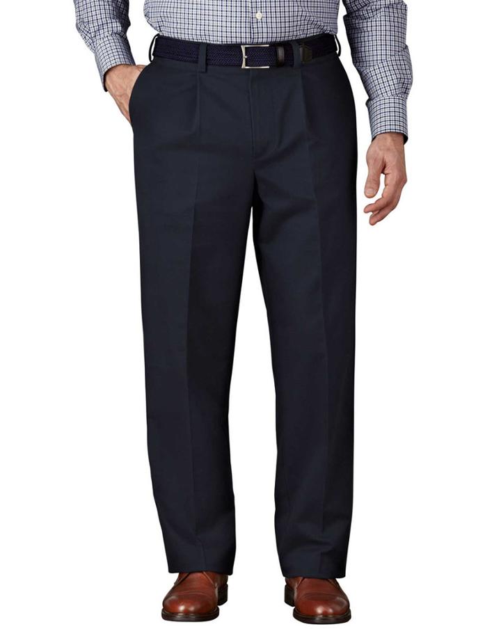 Charles Tyrwhitt Charles Tyrwhitt Navy Classic Fit Single Pleat Non-iron Chinos