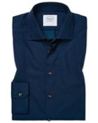  Super Slim Fit Micro Diamond Blue Cotton Dress Shirt Single Cuff Size 14/33 By Charles Tyrwhitt