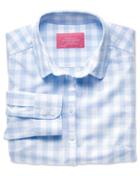 Charles Tyrwhitt Women's Semi-fitted Cotton Check Blue Casual Shirt Size 8 By Charles Tyrwhitt
