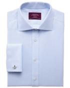Charles Tyrwhitt Charles Tyrwhitt Slim Fit Semi-spread Collar Luxury Stripe Sky Blue Cotton Dress Shirt Size 14.5/33