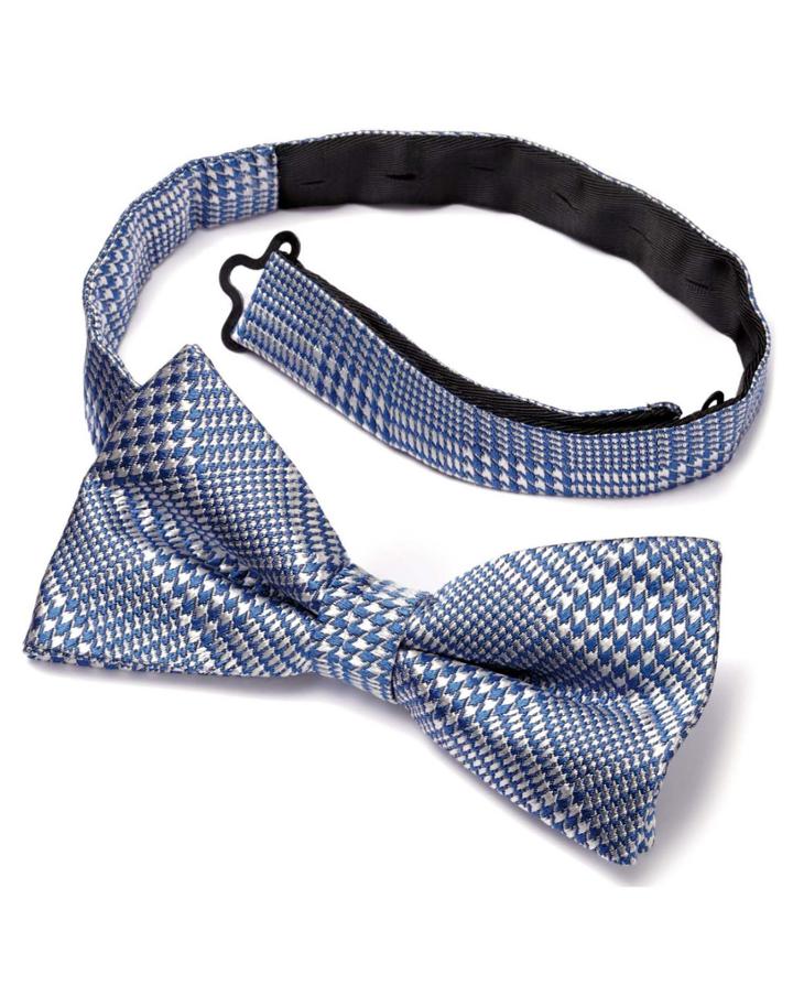 Charles Tyrwhitt Sky Silk Classic Prince Of Wales Check Ready-tied Bow Tie By Charles Tyrwhitt