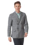  Slim Fit Grey Prince Of Wales Checkered Cotton Linen Linen Jacket Size 40 By Charles Tyrwhitt