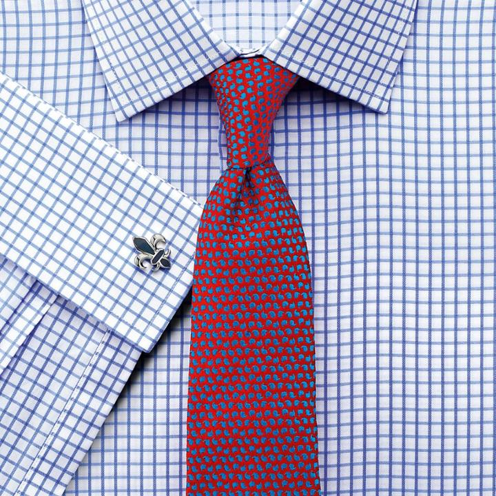 Charles Tyrwhitt Charles Tyrwhitt Extra Slim Fit Twill Check Sky Blue Cotton Dress Shirt Size 15.5/37