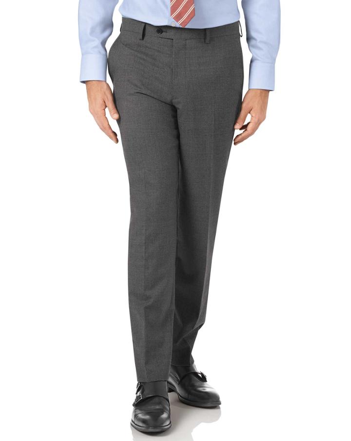  Charcoal Slim Fit Panama Puppytooth Business Suit Wool Pants Size W40 L38 By Charles Tyrwhitt