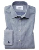Charles Tyrwhitt Slim Fit Non-iron Square Weave Navy Blue Cotton Dress Casual Shirt French Cuff Size 14.5/33 By Charles Tyrwhitt