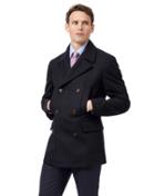  Navy Italian Wool Cashmere Pea Wool/cashmere Coat Size 40 By Charles Tyrwhitt