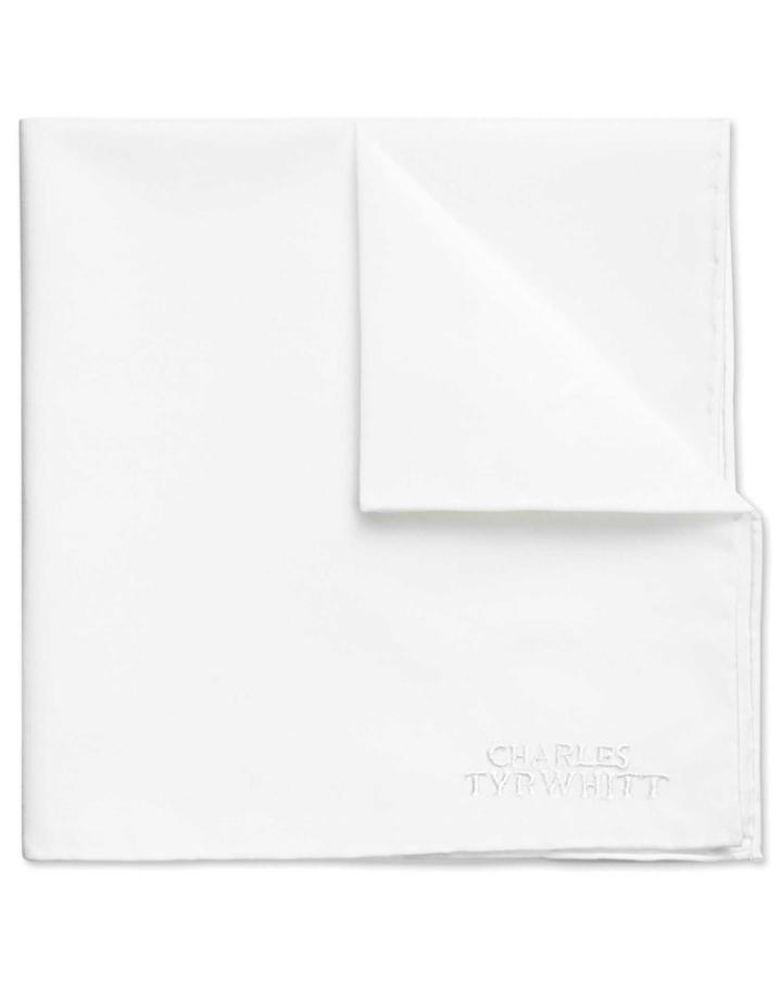  White Classic Plain Cotton Pocket Square By Charles Tyrwhitt