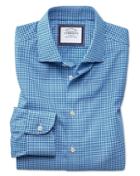 Charles Tyrwhitt Slim Fit Semi-cutaway Business Casual Non-iron Modern Textures Blue And White Spot Cotton Dress Shirt Single Cuff Size 15.5/32 By Charles Tyrwhitt
