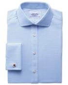Charles Tyrwhitt Charles Tyrwhitt Slim Fit Spread Collar Non-iron Textured Herringbone Sky Blue Cotton Dress Shirt Size 15.5/37