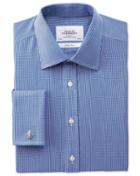 Charles Tyrwhitt Charles Tyrwhitt Slim Fit Non-iron Puppytooth Royal Blue Cotton Dress Shirt Size 14.5/32