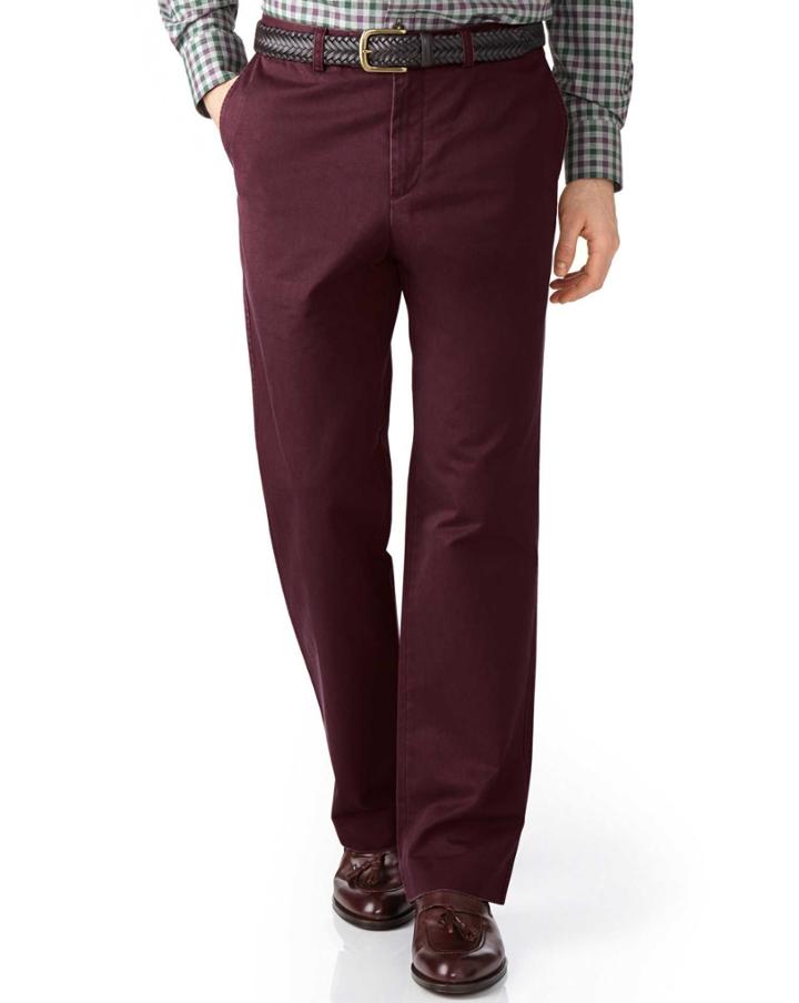 Charles Tyrwhitt Charles Tyrwhitt Wine Classic Fit Flat Front Cotton Chino Pants Size W32 L30