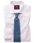 Slim Fit Luxury Non-iron Fine Stripe Pink Egyptian Cotton Dress Shirt Single Cuff Size 14.5/33 By Charles Tyrwhitt