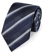  Navy Tonal Stripe Silk Classic Tie By Charles Tyrwhitt