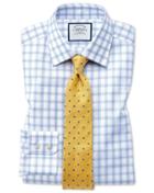 Charles Tyrwhitt Slim Fit Windowpane Check Sky Blue Cotton Dress Shirt Single Cuff Size 14.5/33 By Charles Tyrwhitt