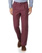  Dark Pink Classic Fit Single Pleat Washed Cotton Chino Pants Size W32 L30 By Charles Tyrwhitt